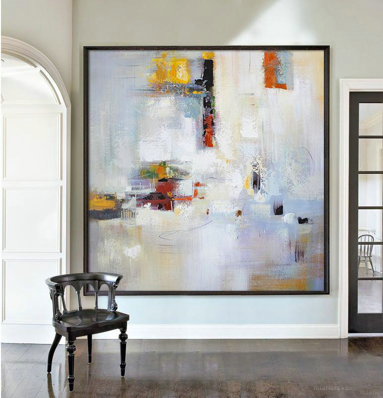 Extra Large Canvas Art,Oversized Contemporary Art,Acrylic On Canvas Abstract,Purple,White,Red,Yellow.etc